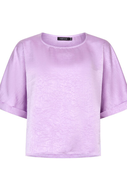 Huda structured satin s/s top Violet