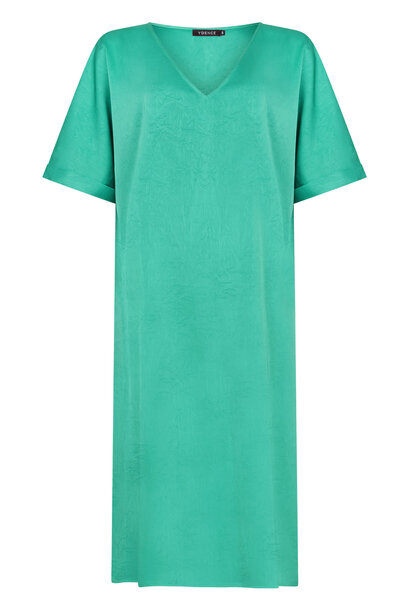 Yara loose structured satin tunic dress Sea Green