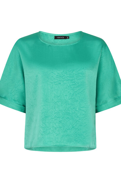 Huda structured satin s/s top Sea Green