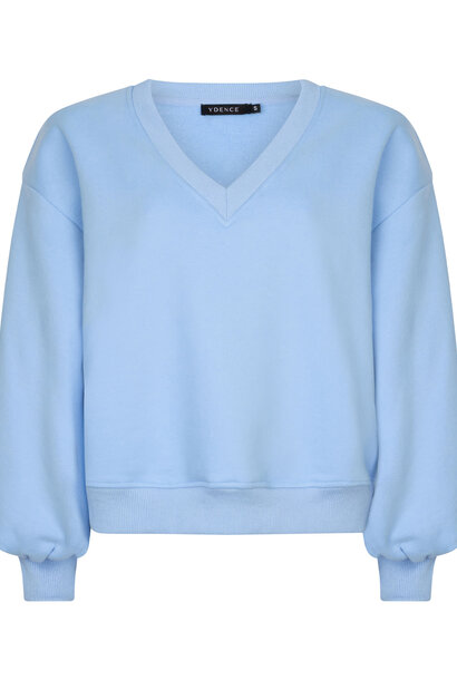 Kyomi v-neck ballonslleeve sweater Light Blue