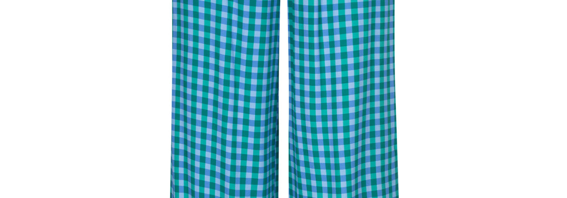 Kate vichy satin wide pant Blue/Sea Green