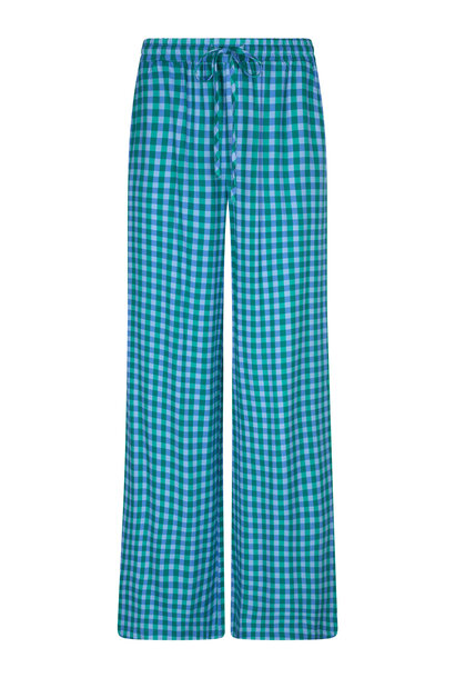 Kate vichy satin wide pant Blue/Sea Green