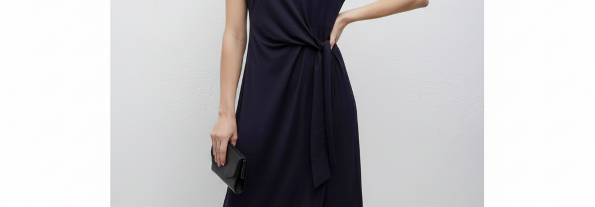 Gracie satin stretch drapage midi dress Night Navy Blue