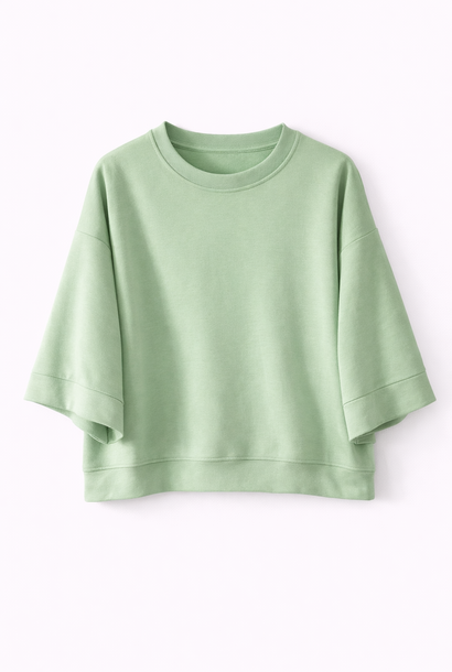 Ridge fine viscose boxy s/s sweater Matcha