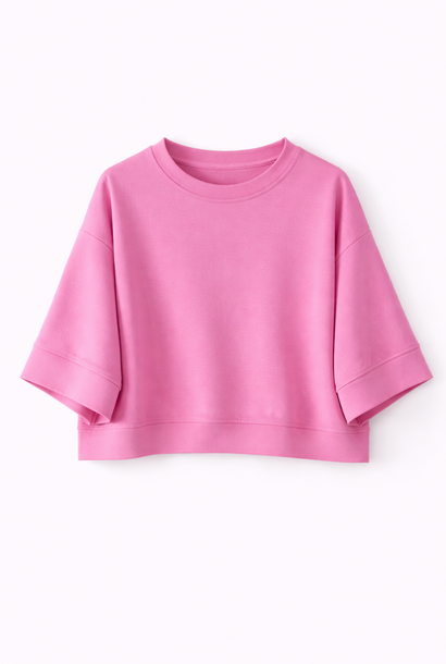 Ridge fine viscose boxy s/s sweater Cyclamen Pink