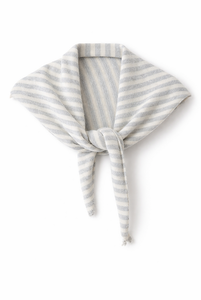 Totzi stripped  fluffy triangle scarf Grey/White