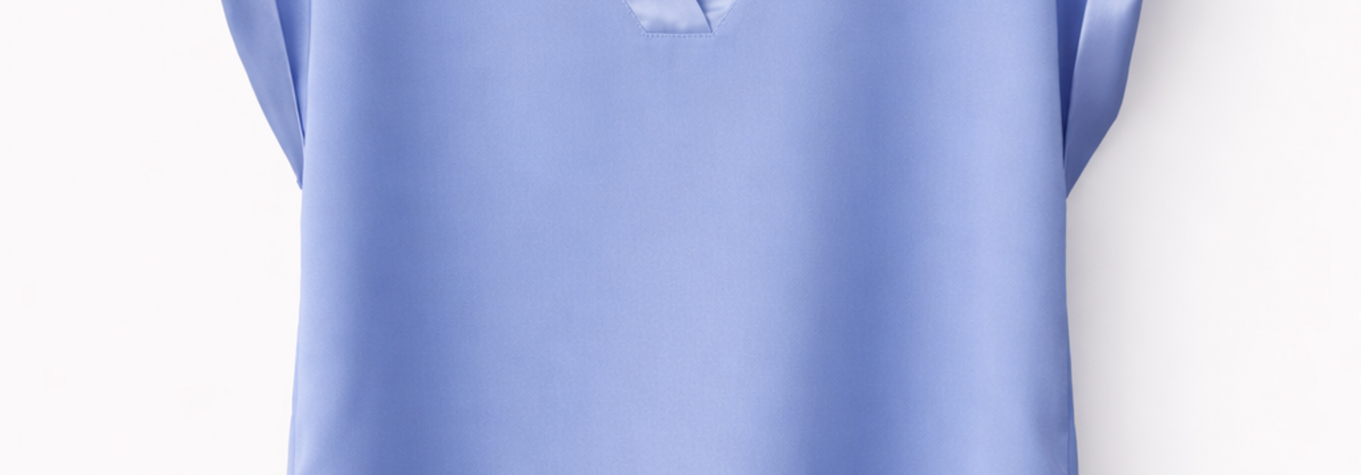 Bry satin v-neck s/s top Light Blue