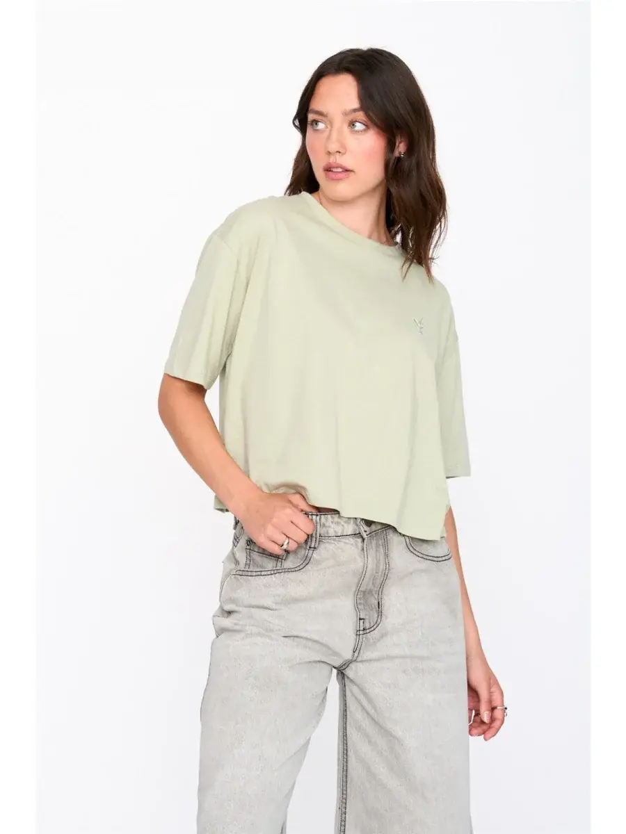 'Coctail' fine loose t-shirt Matcha Green-1