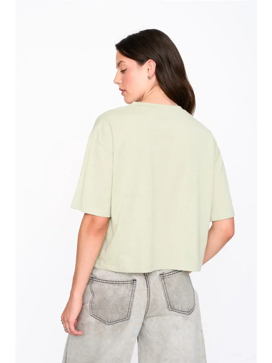 'Coctail' fine loose t-shirt Matcha Green-2