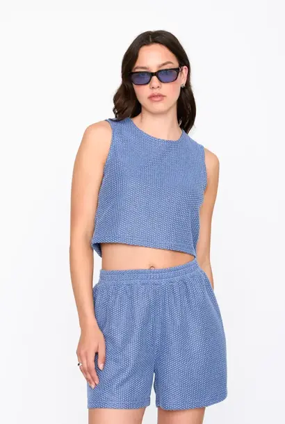 Marlyne structured cropped top Denim Blue