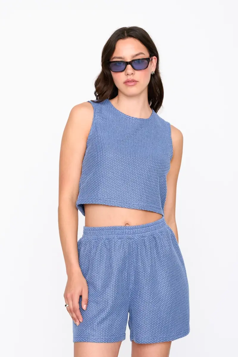 Marlyne structured cropped top Denim Blue-1