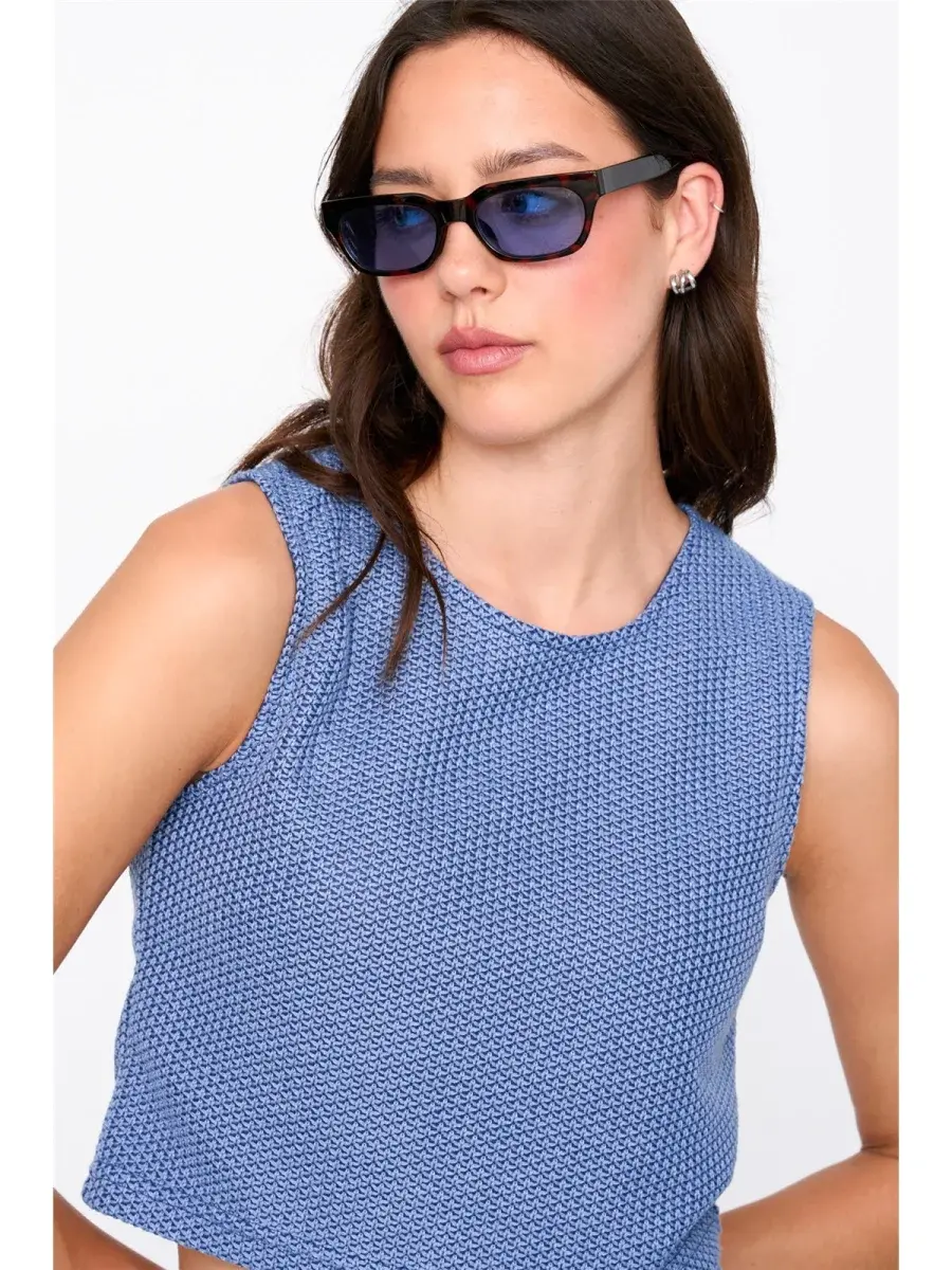 Marlyne structured cropped top Denim Blue-2