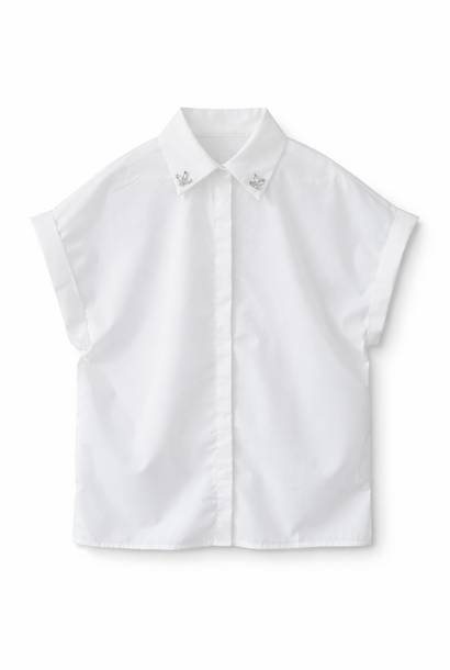 Dellord crispy diamond collar detail raglan blouse White