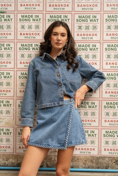 Stella braided denim skort Stone Blue