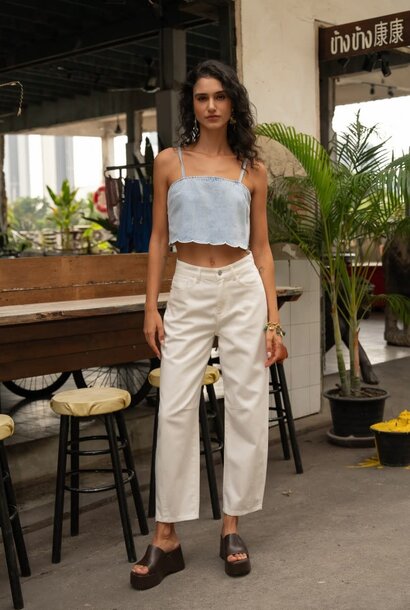 Brandy slim balloon denim  White