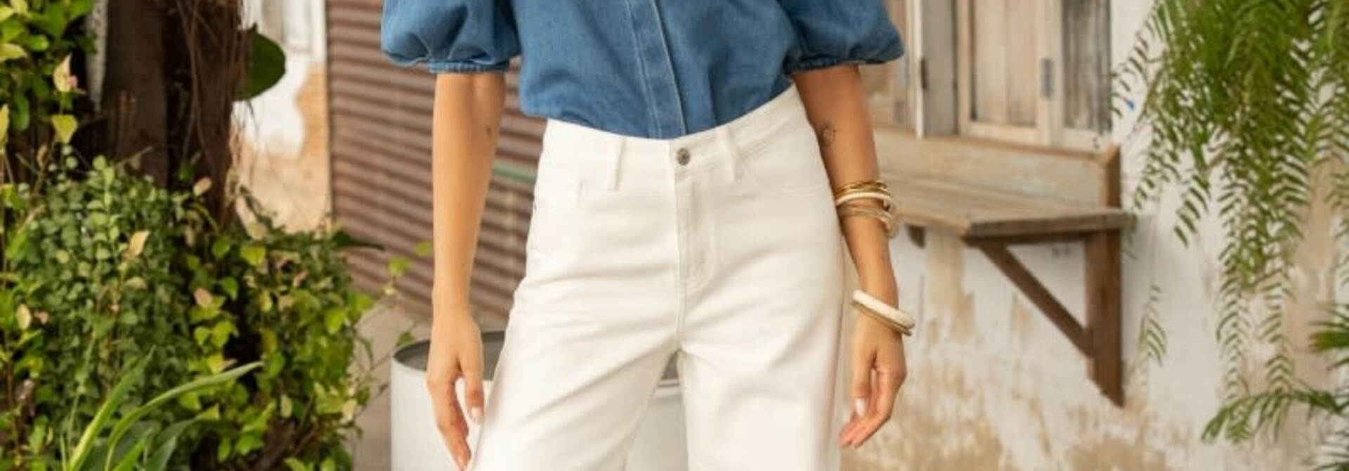 Gabriel straight hw wide jeans White