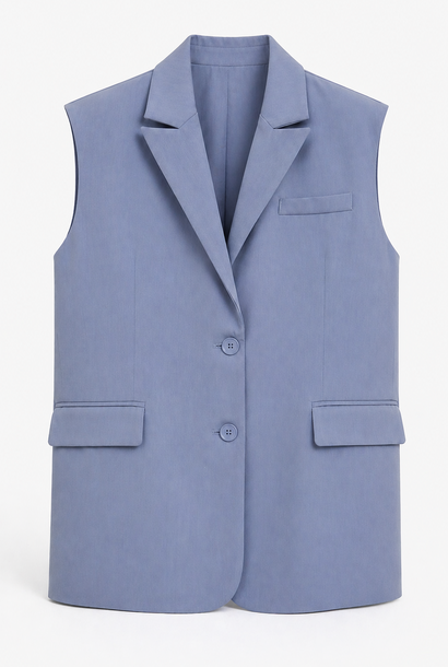 Blair oversized gillet blazer with bow backdetail Denim Blue