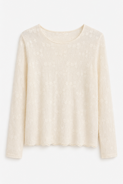 Lexis structured mesh l/s t-shirt Beige Creme