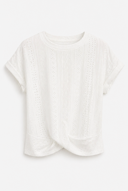 Salma brodeie twisted t-shirt White