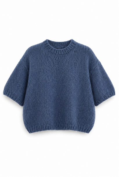 Agnea boxy s/s knit Denim Blue