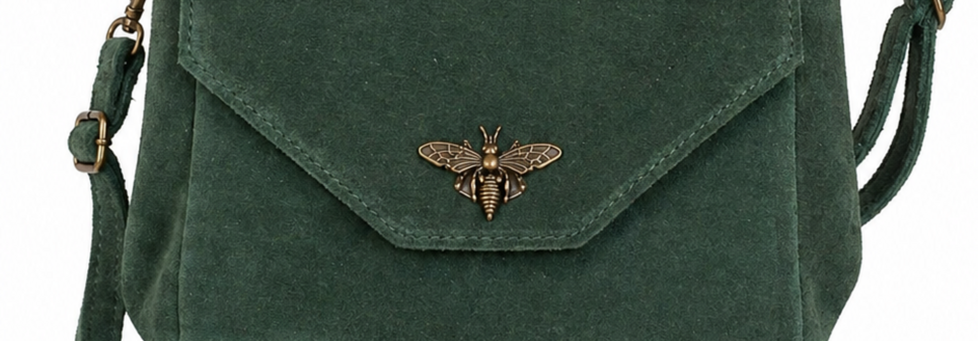 Meli suede diam leather dragonfly bag Pine Green