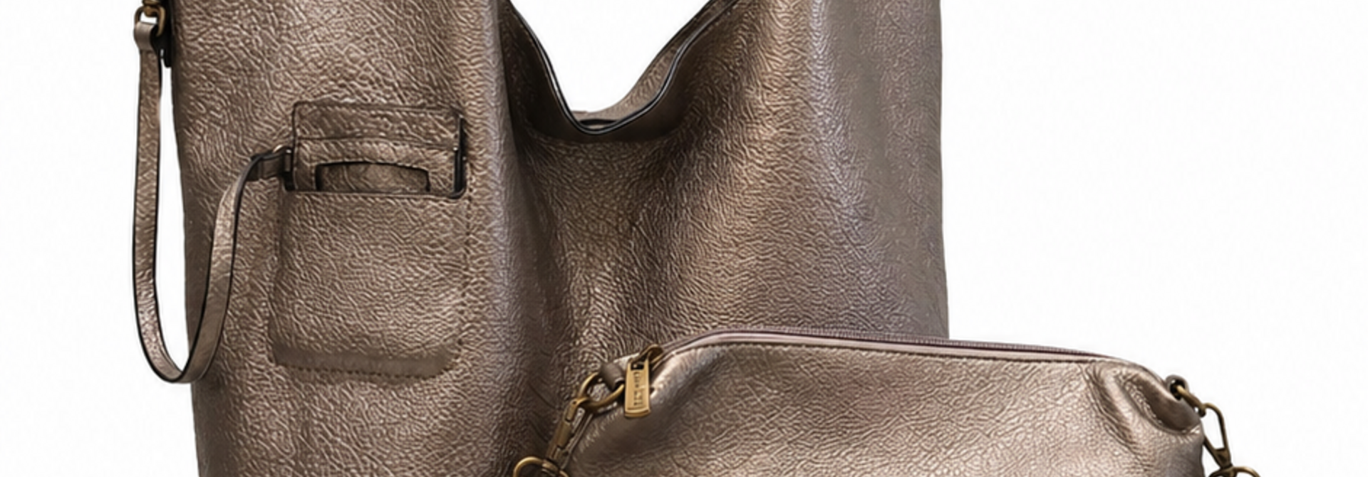 Roxanne zip shopper bag Taupe Metalic