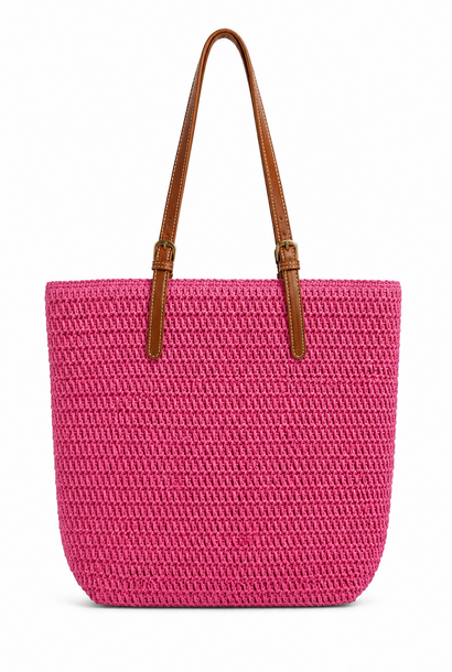 Bay paille shopper Fushia