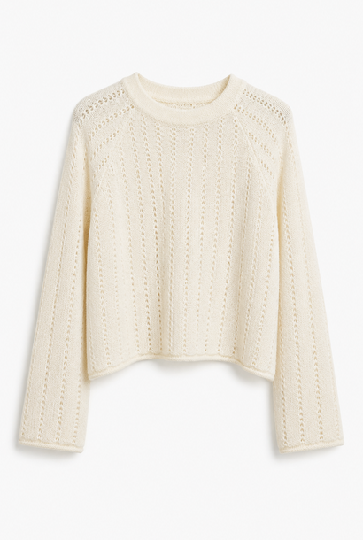 Maaike fine structured ajour knit Off-White