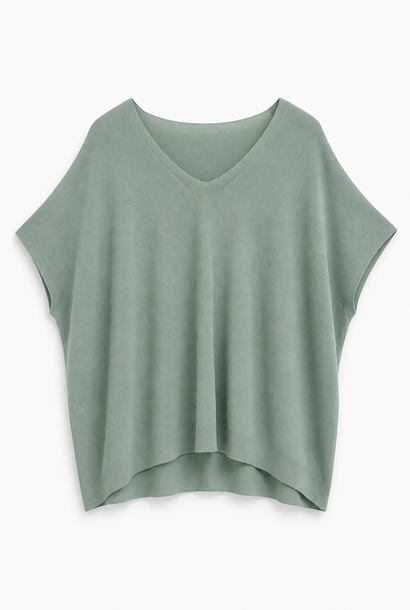 Ellö fluide viscose boxy knit top Matcha green