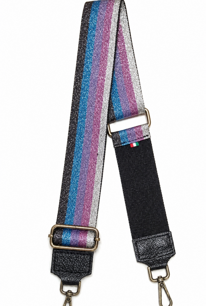 Pickx metalic stripped shoulderstrap Black