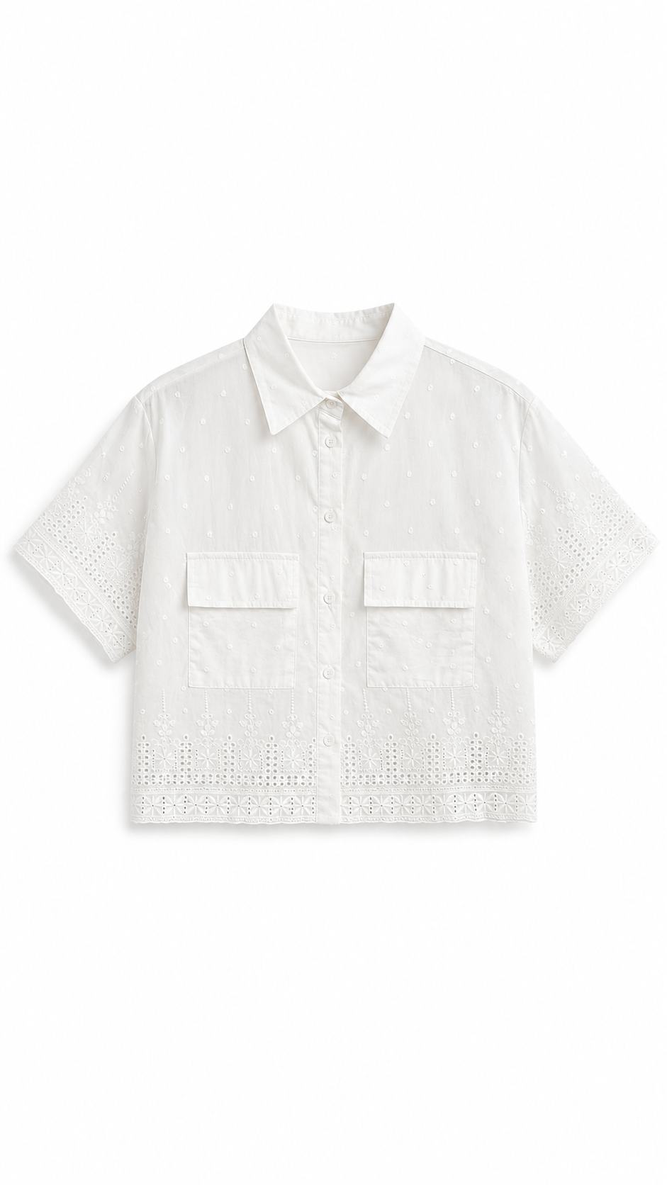 Norine polka dot broderie blouse White-3