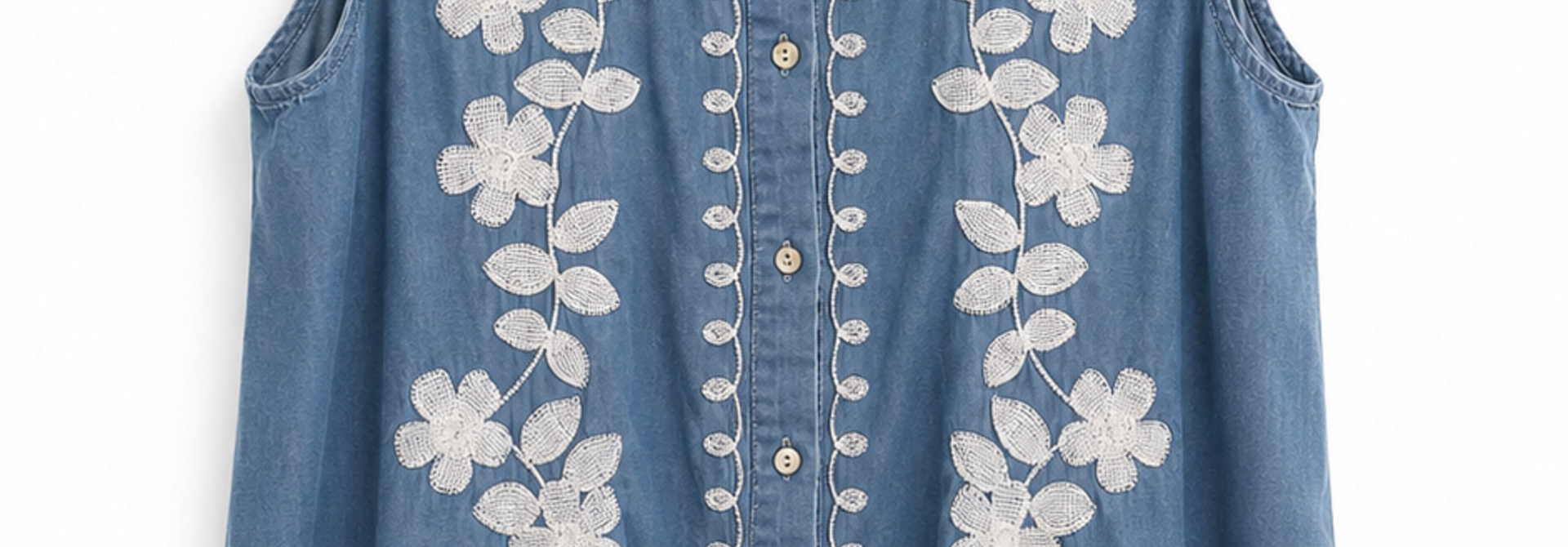 Bonanza sleeveless broderie blouse Denim