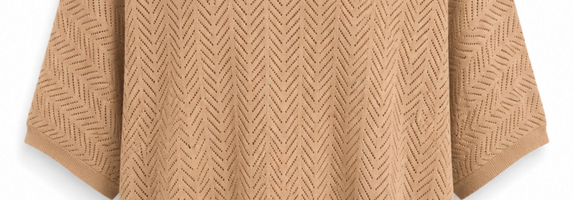 Elba ajour knitted  raglan t-shirt top Beige