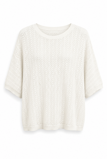 Elba ajour knitted  raglan  t-shirt top White