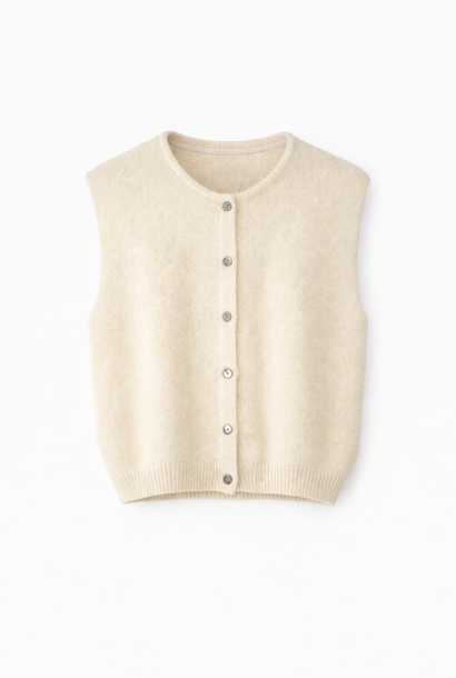 Bouna Alpaca sleeveless cardigan gilet White