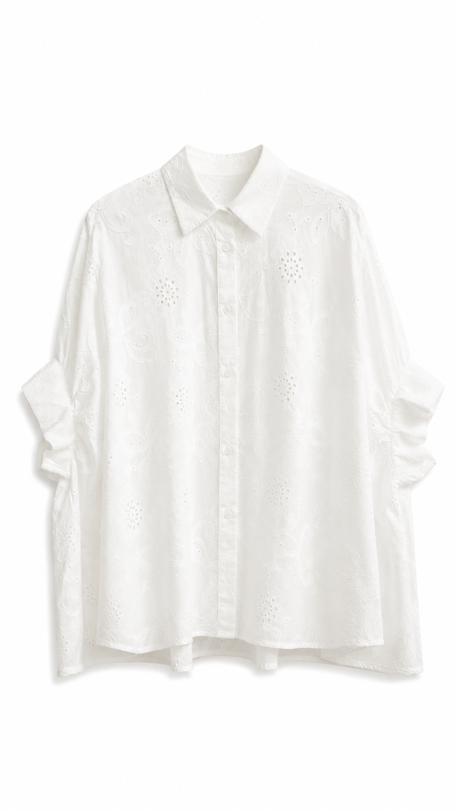 Pippa boxy loose brodery blouse White-1
