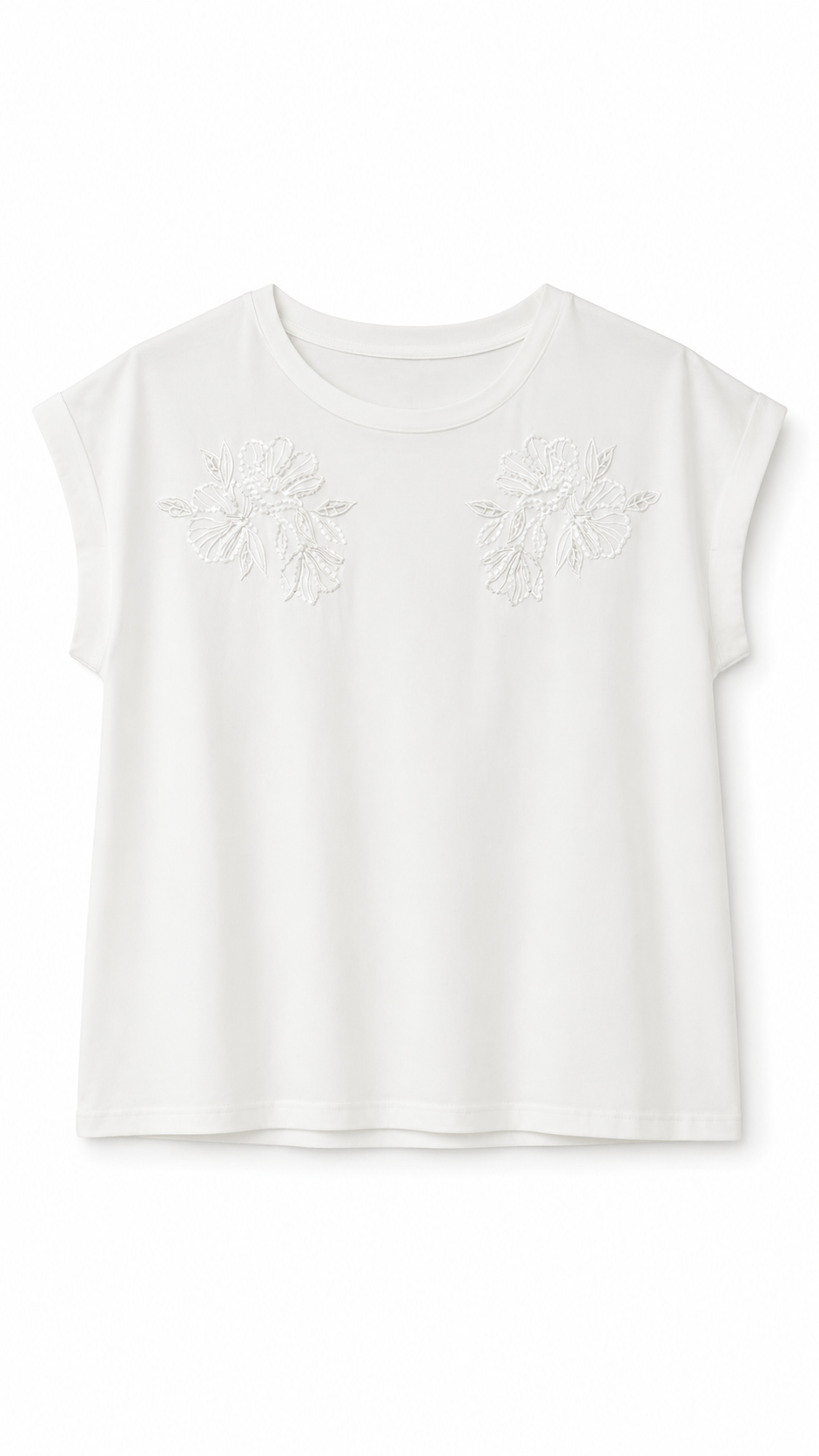 Linez broderie s/s t-shirt White-1
