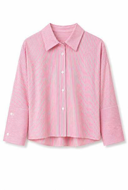 Barra stripped boxy stretch cotton blouse Red