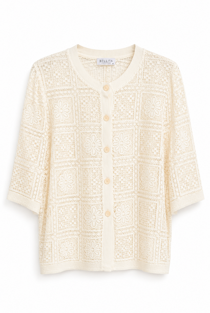 Babette chrochette button-up top Ecru