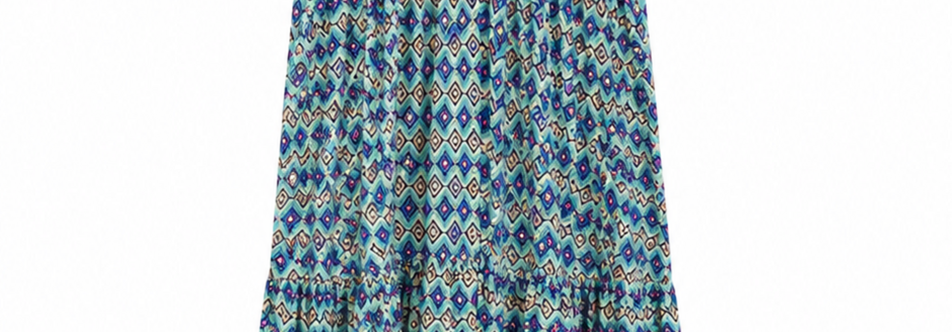 Tobaco cut-out boho dress Turquoise