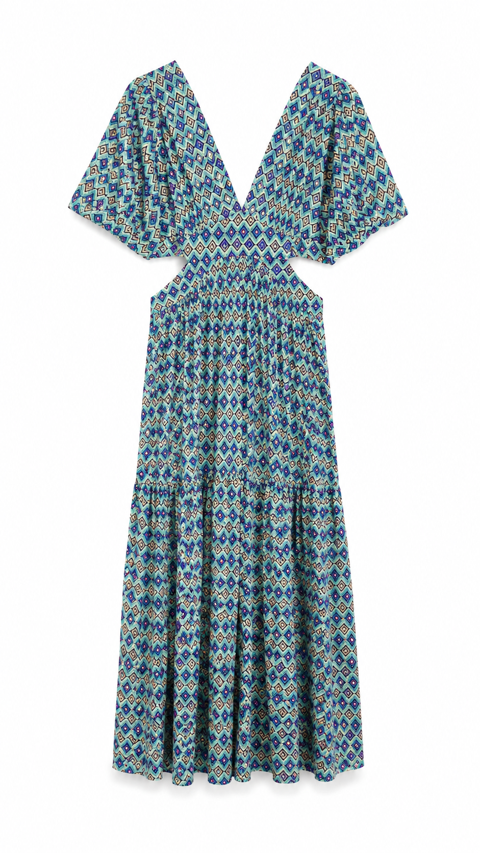 Tobaco cut-out boho dress Turquoise-1