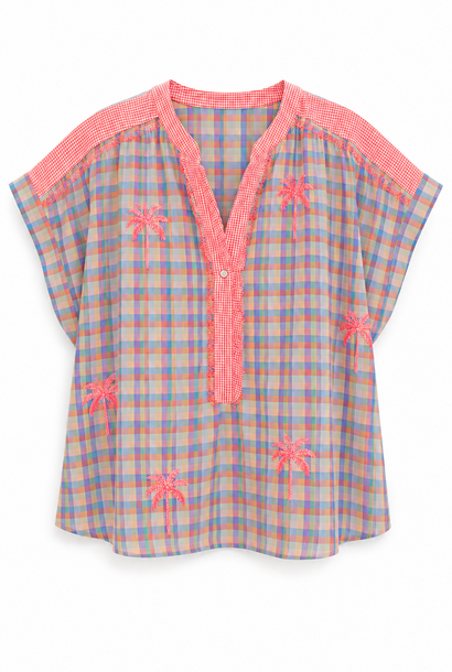 Ibiza  cotton blouse Checkered  Green