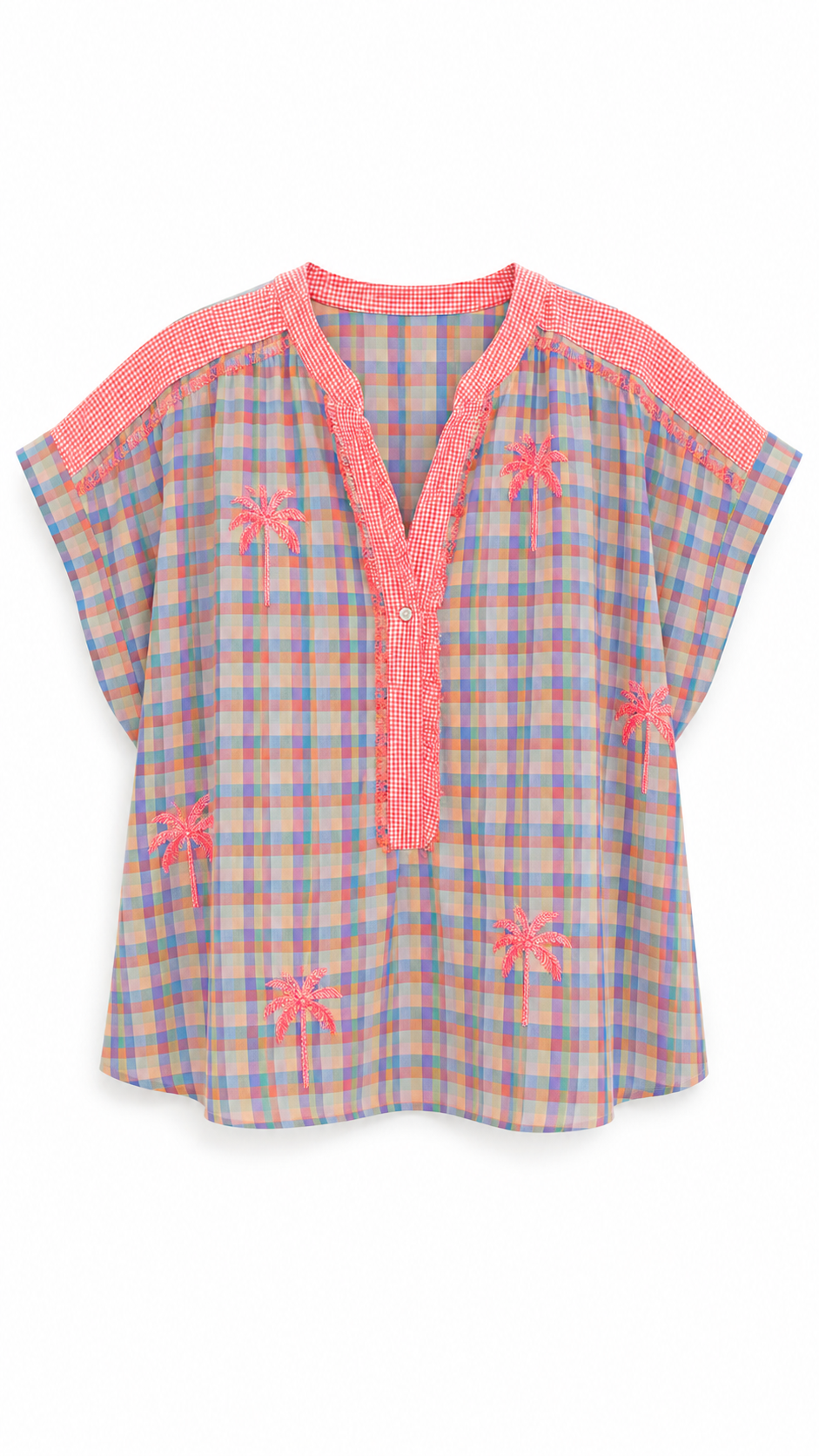 Ibiza cotton blouse Checkered Green-1
