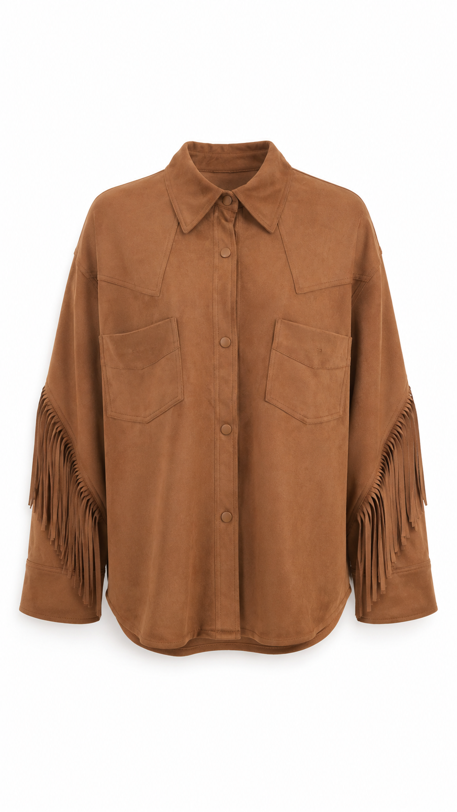 Tüla diam fringed shirt jacket Camel-8