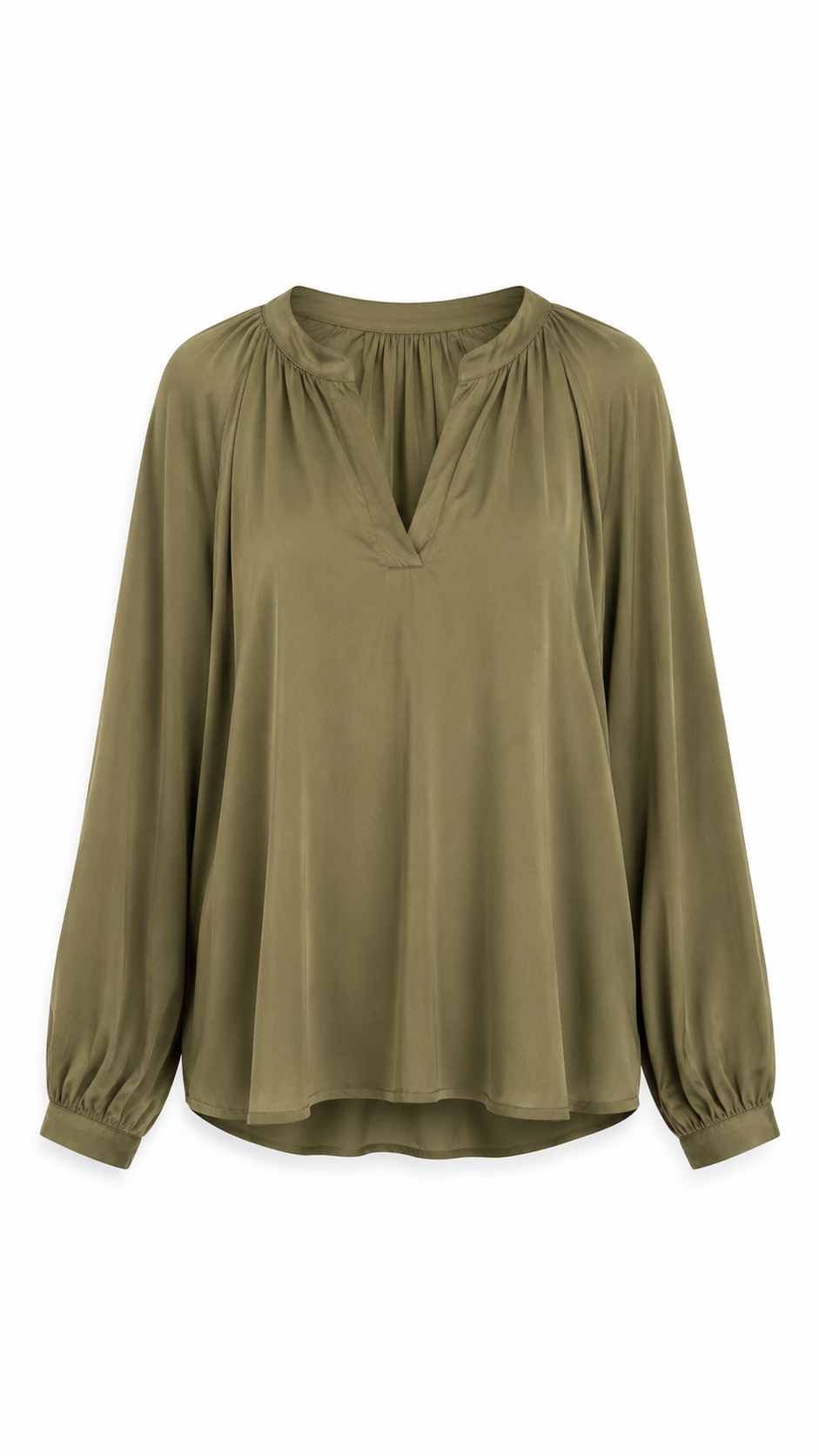 Bucky eco-viscose satin blouse Khaki Green-5