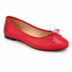 Ella flat basic ballerina shoe Red-1