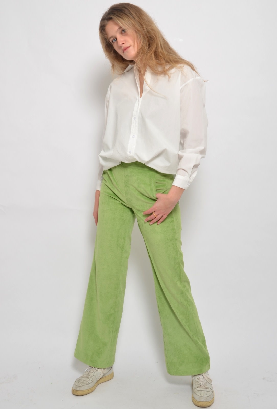 Charro corduroy wide pant Lime-10