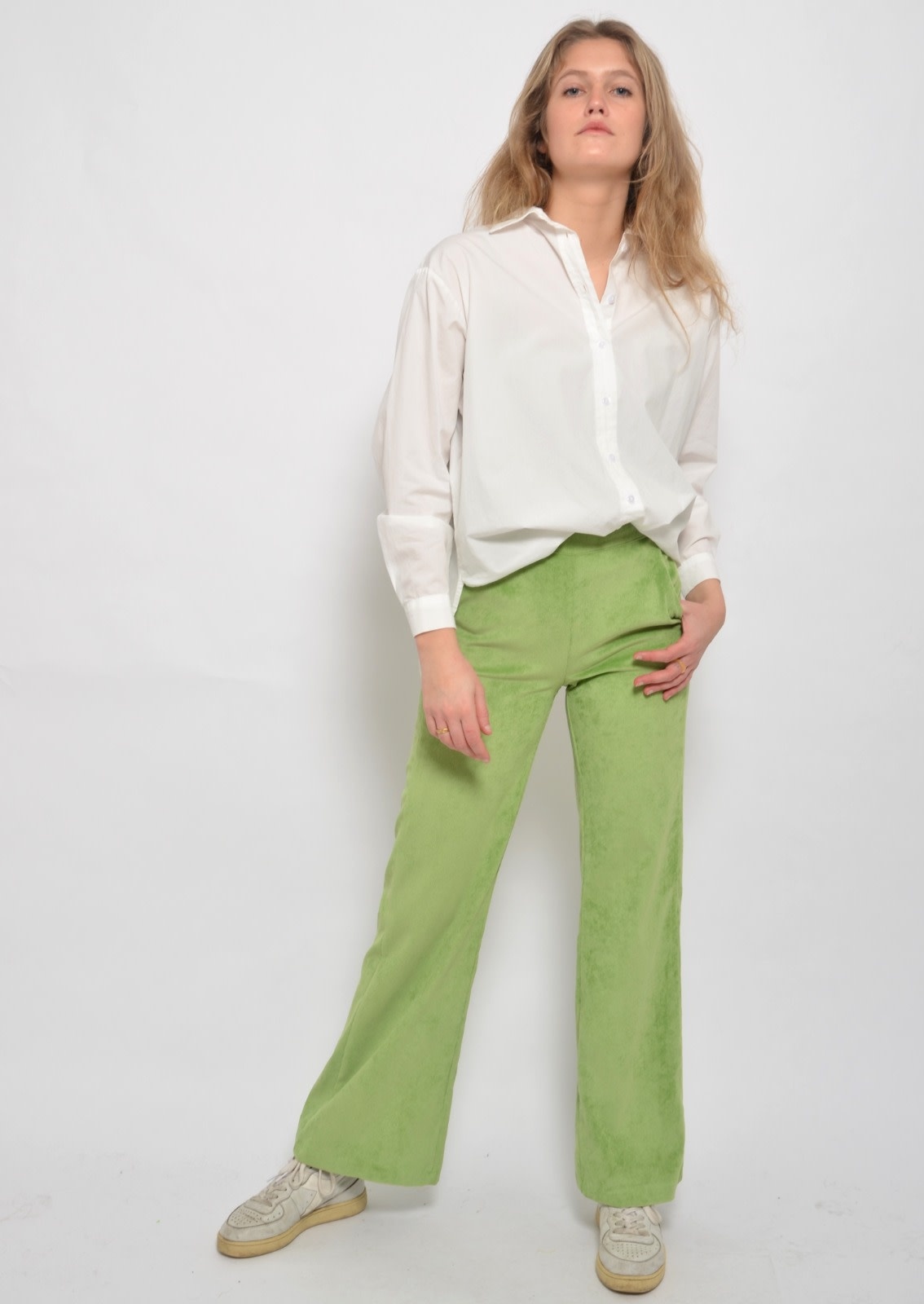 Charro corduroy wide pant Lime-11