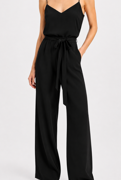 Amina waved strap jumpsuit Black