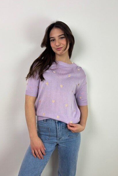 Heart cotton viscose top Lila